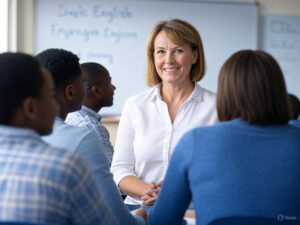 Professor de inglês online ensinando iniciantes